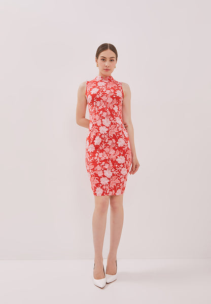 PERANAKAN PAWS Red Cheongsam Dress