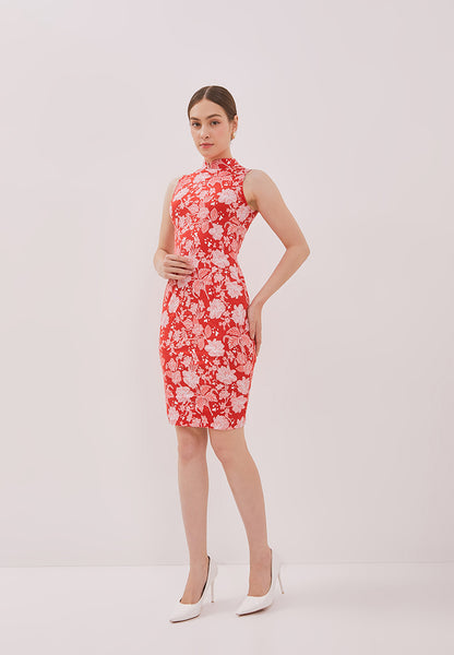 PERANAKAN PAWS Red Cheongsam Dress