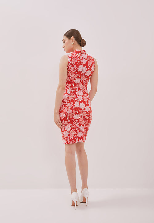 PERANAKAN PAWS Red Cheongsam Dress
