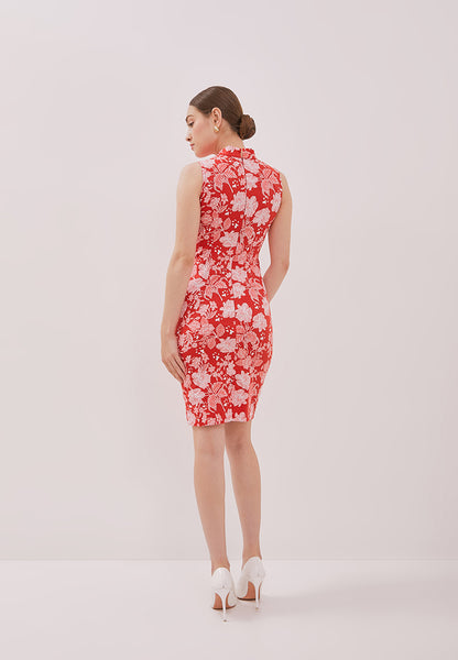 PERANAKAN PAWS Red Cheongsam Dress