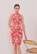 PERANAKAN PAWS Red Cheongsam Dress