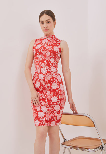 PERANAKAN PAWS Red Cheongsam Dress