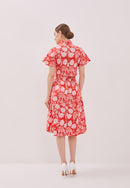 PERANAKAN PAWS Red Sleeve Crop Top