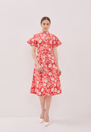 PERANAKAN PAWS Red Sleeve Crop Top