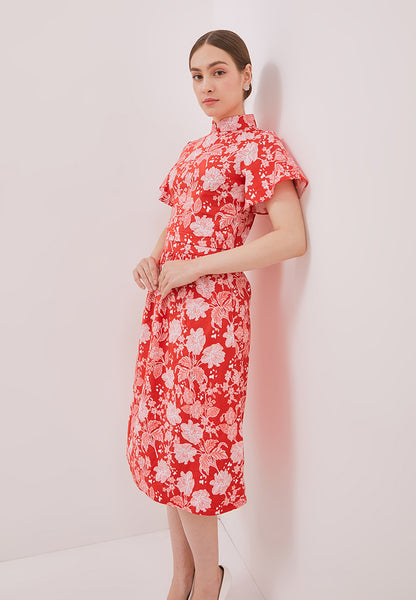 PERANAKAN PAWS Red Sleeve Crop Top