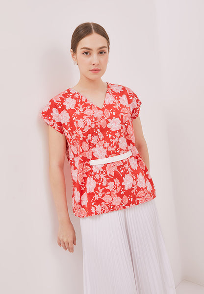 PERANAKAN PAWS Red Multiway Top