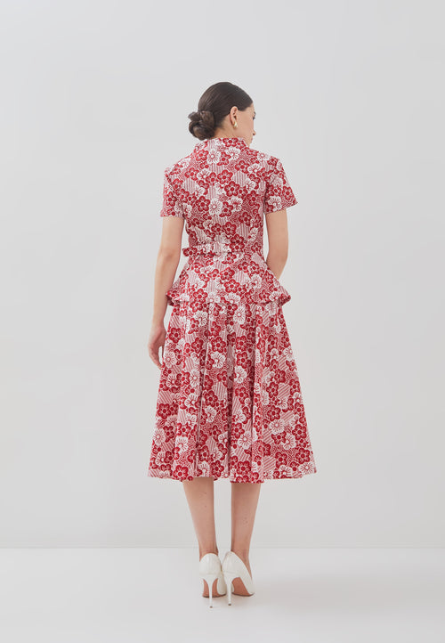 BANGKIT Red Batik Circle Skirt
