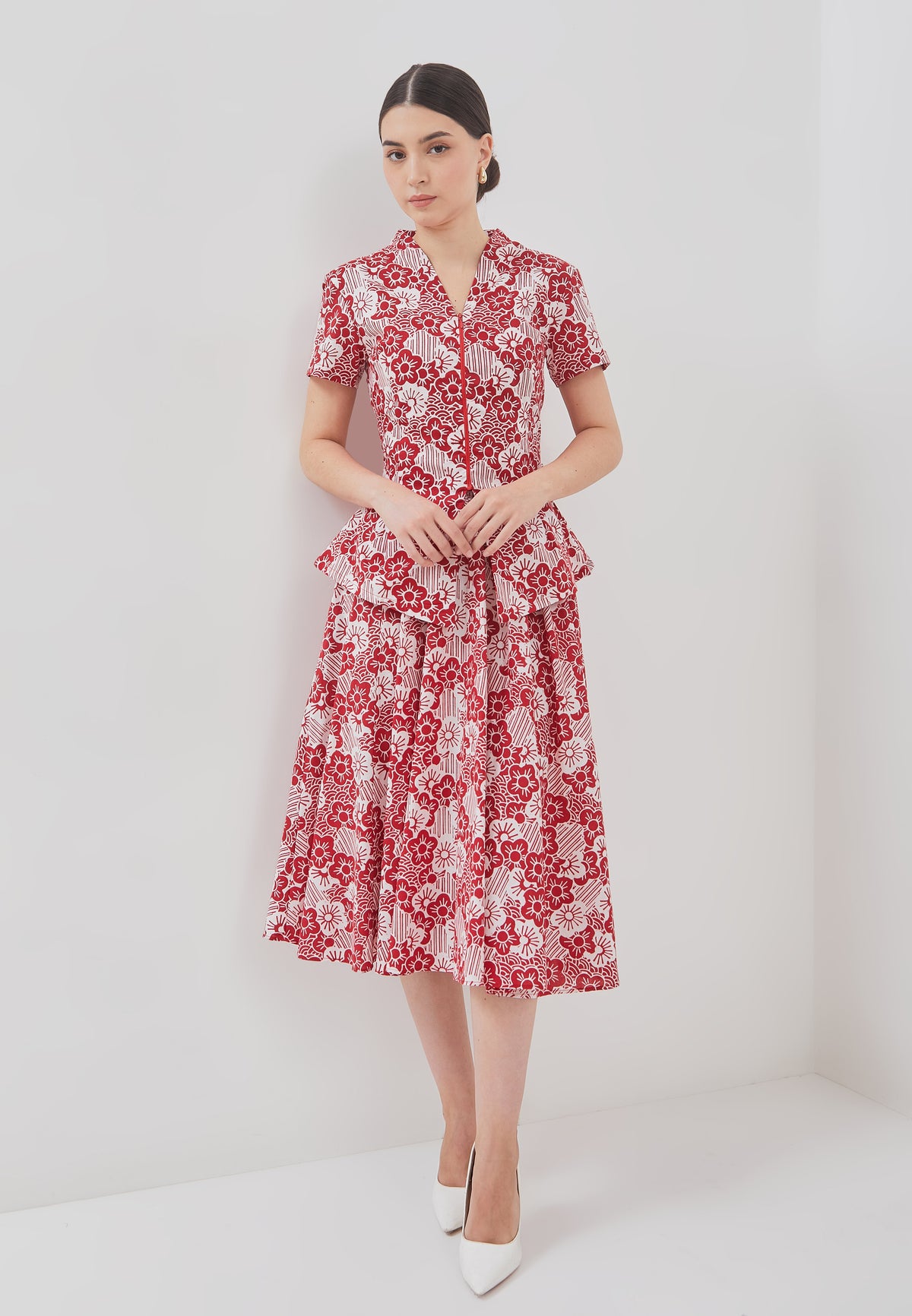 BANGKIT Red Batik Circle Skirt