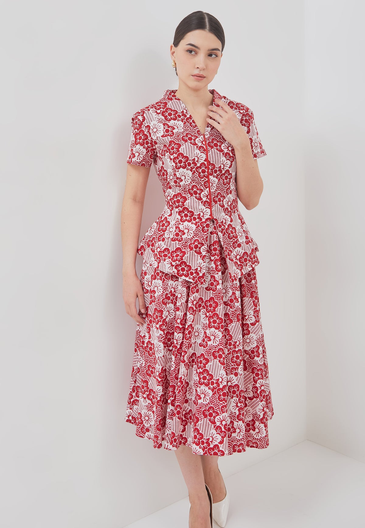 BANGKIT Red Batik Circle Skirt