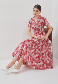 BANGKIT Red Batik Circle Skirt