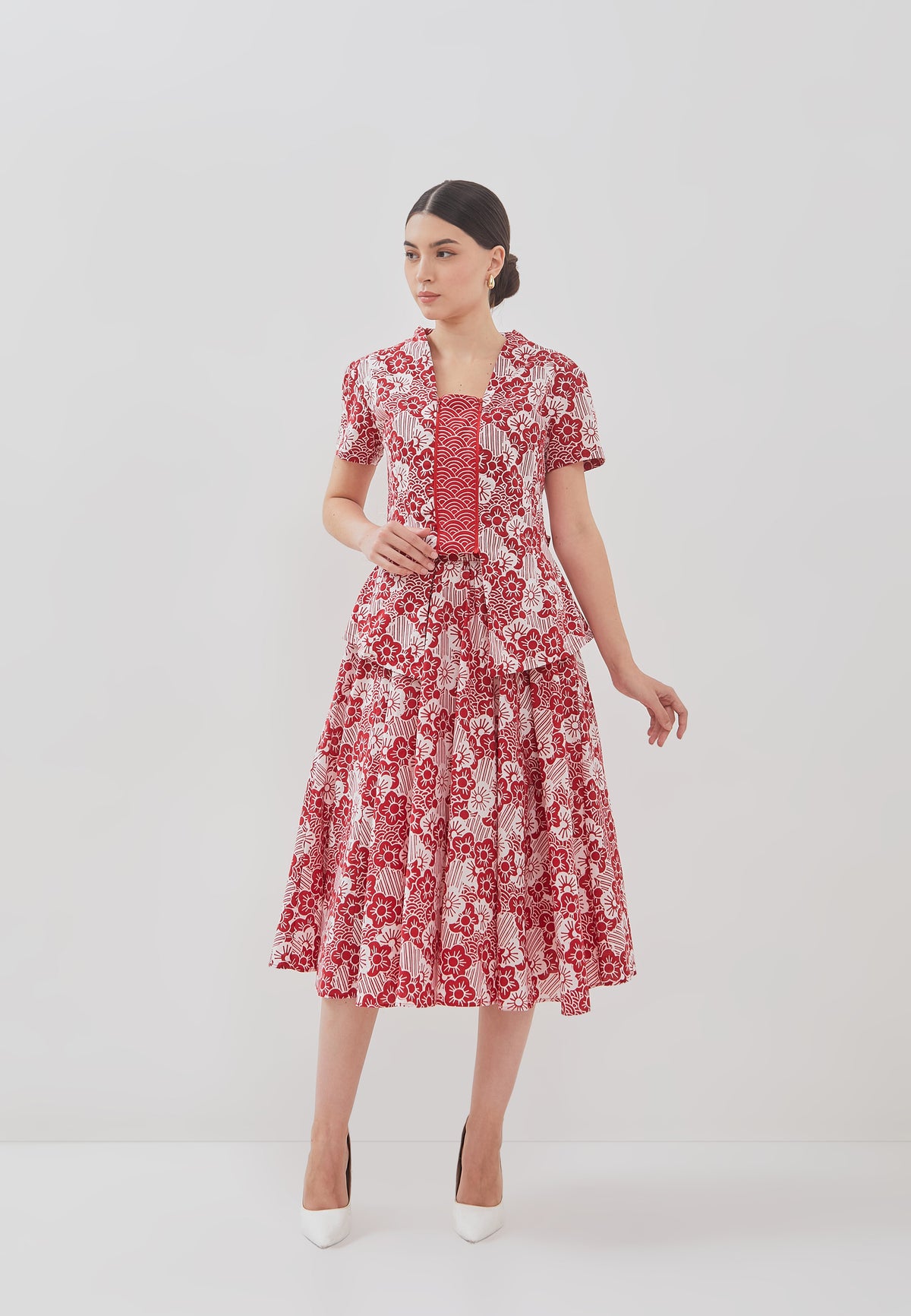 BANGKIT Red Batik Circle Skirt