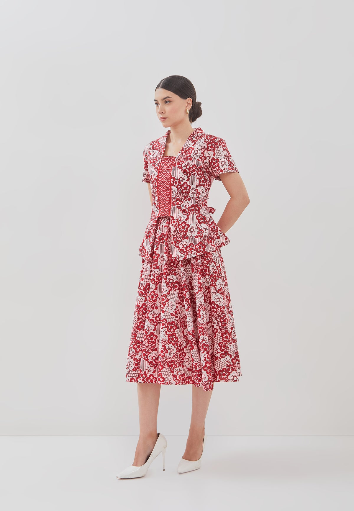 BANGKIT Red Batik Circle Skirt
