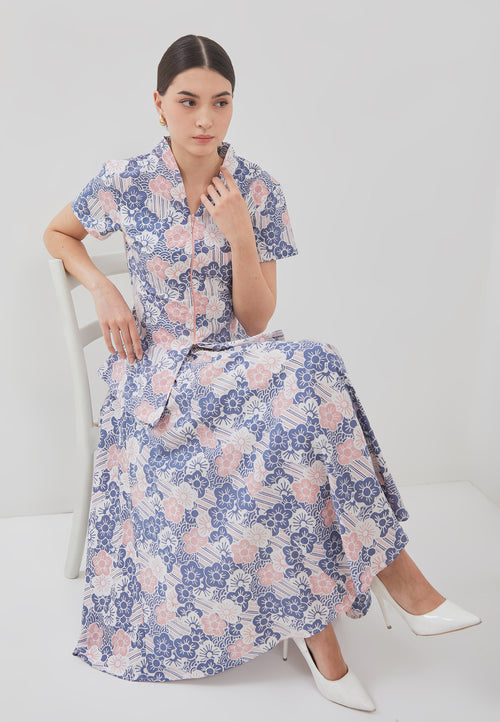 BANGKIT Blue & Pink Batik Circle Skirt