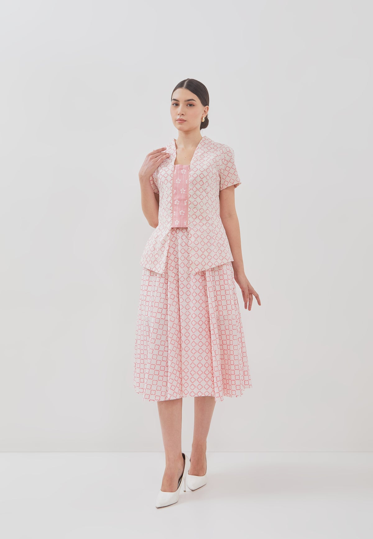 CLOVER Pink Batik Kebaya Peplum Top