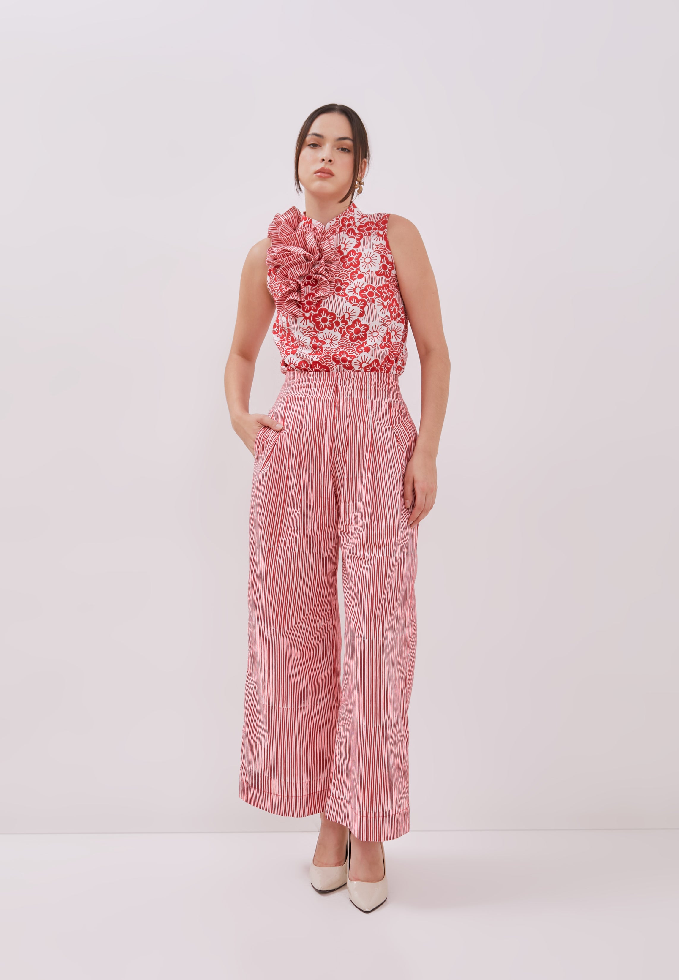 Stripes High Waist Batik Pants Maxi