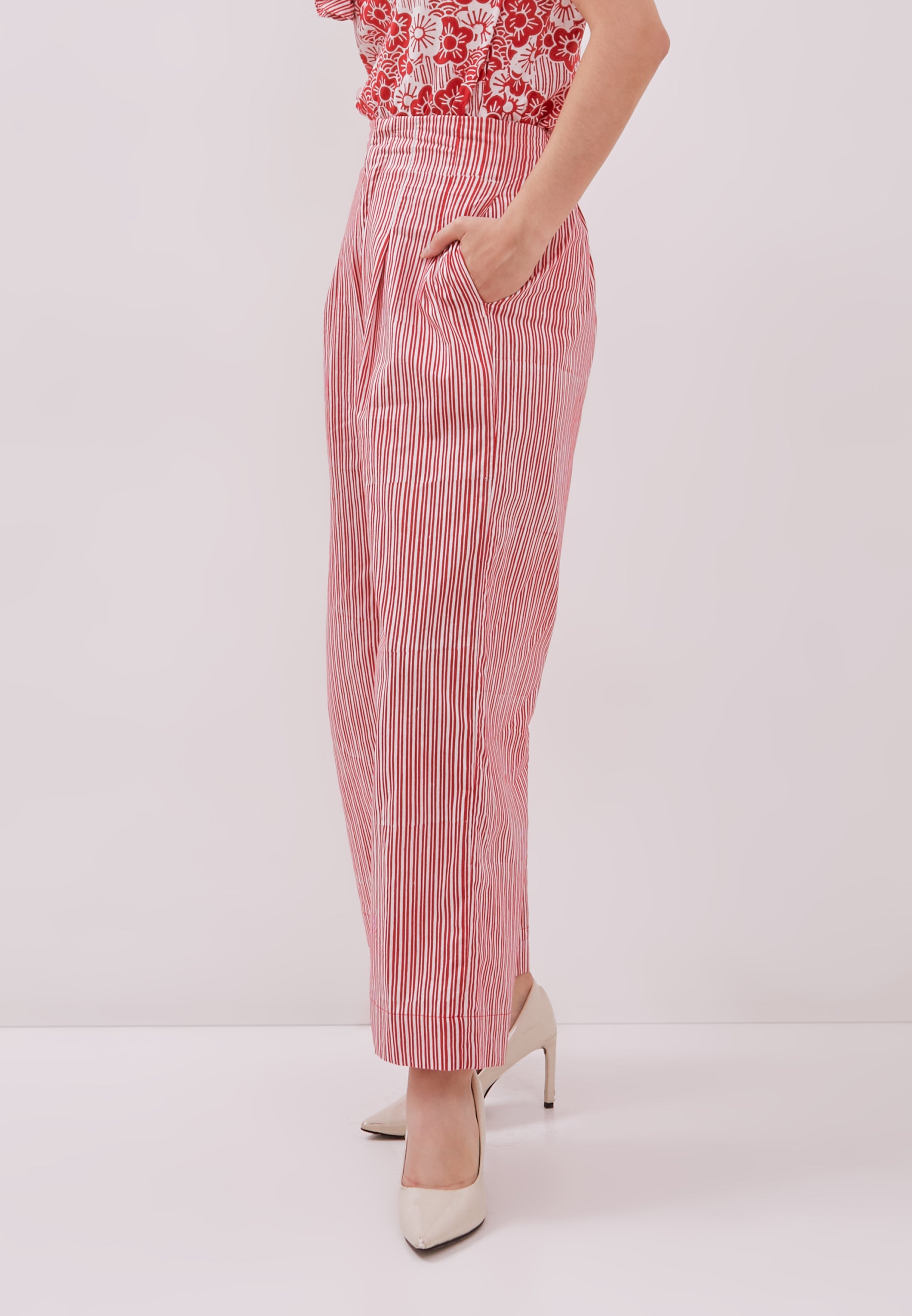 Stripes High Waist Batik Pants Maxi