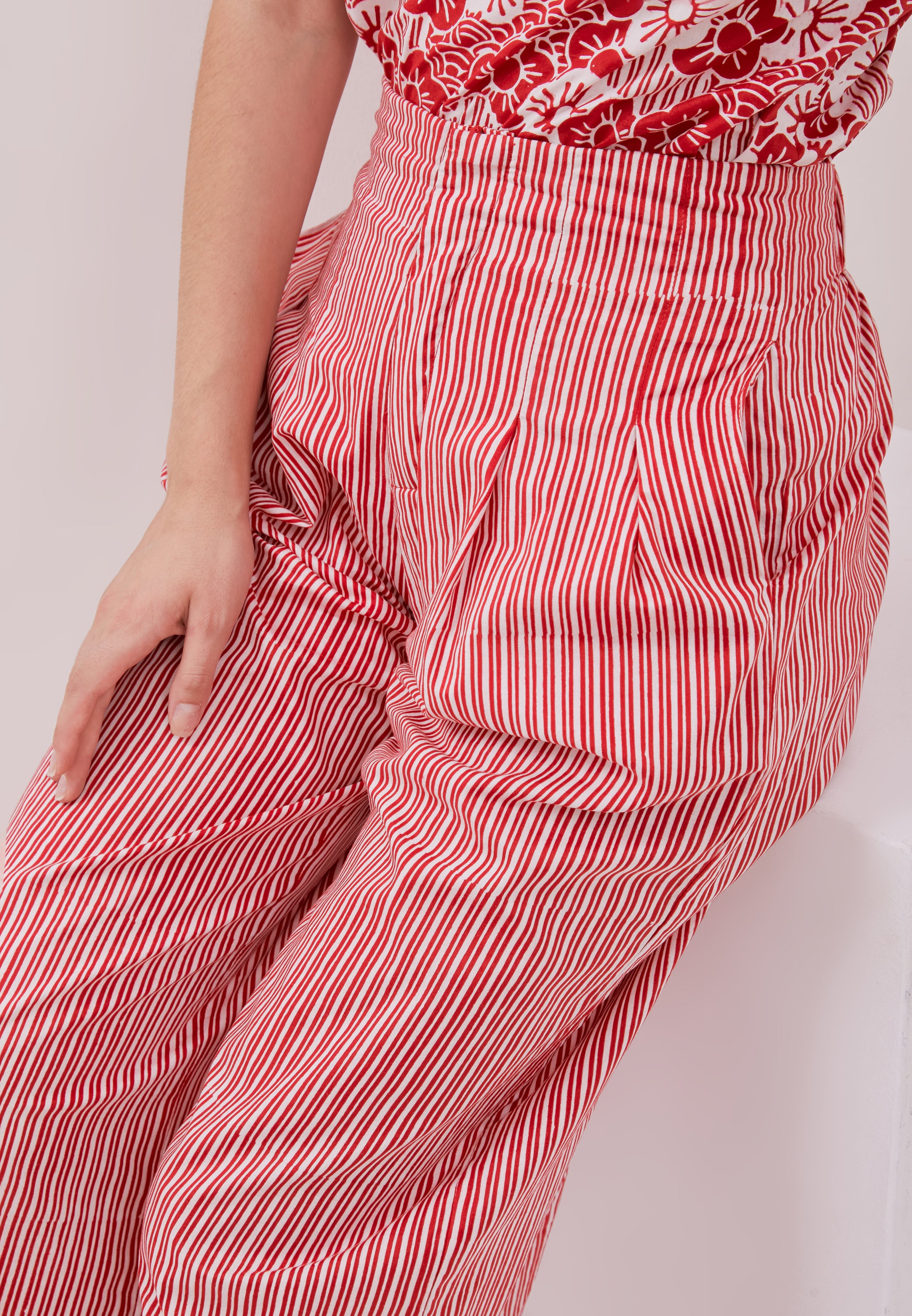 Stripes High Waist Batik Pants Maxi