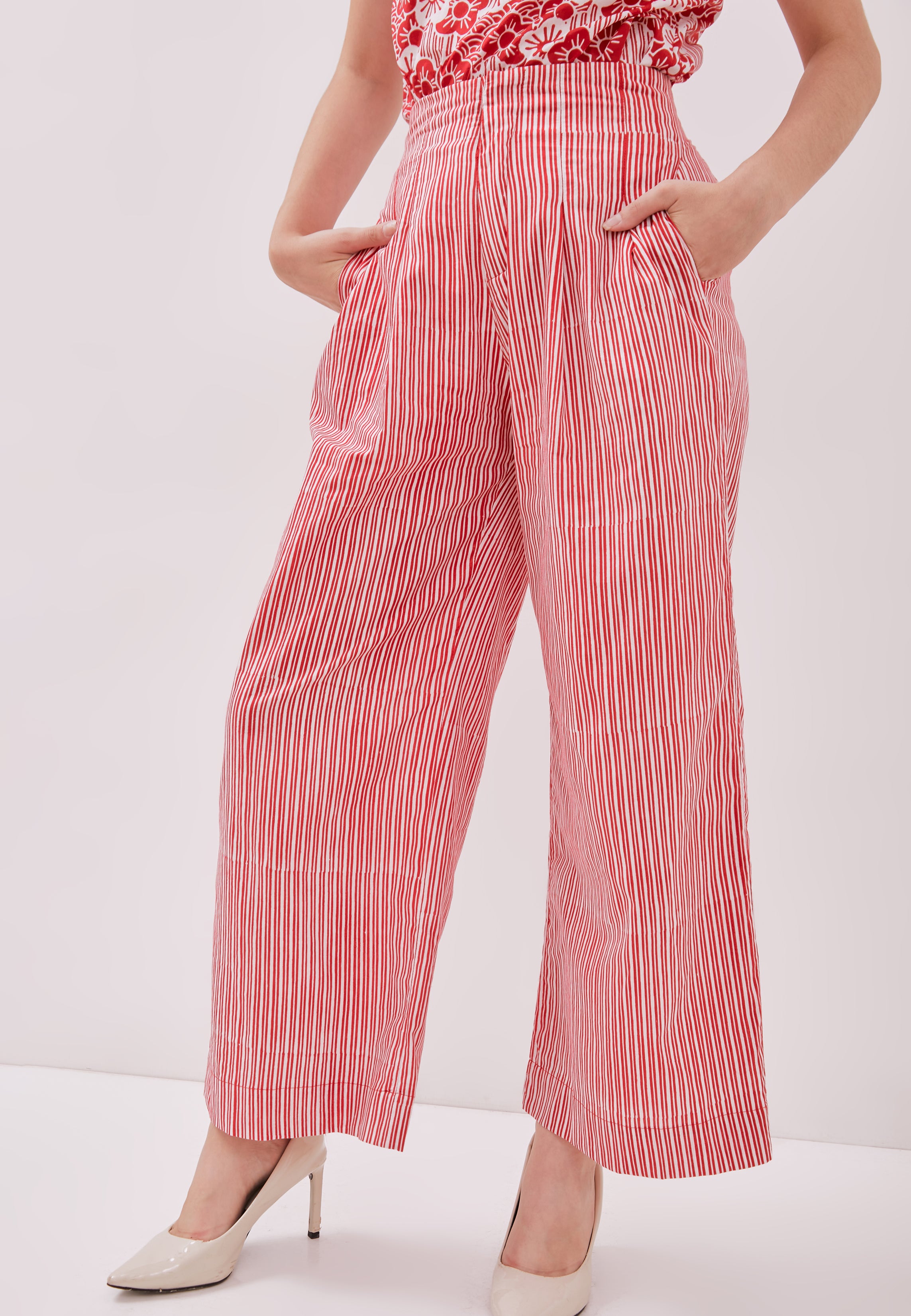 Stripes High Waist Batik Pants Maxi