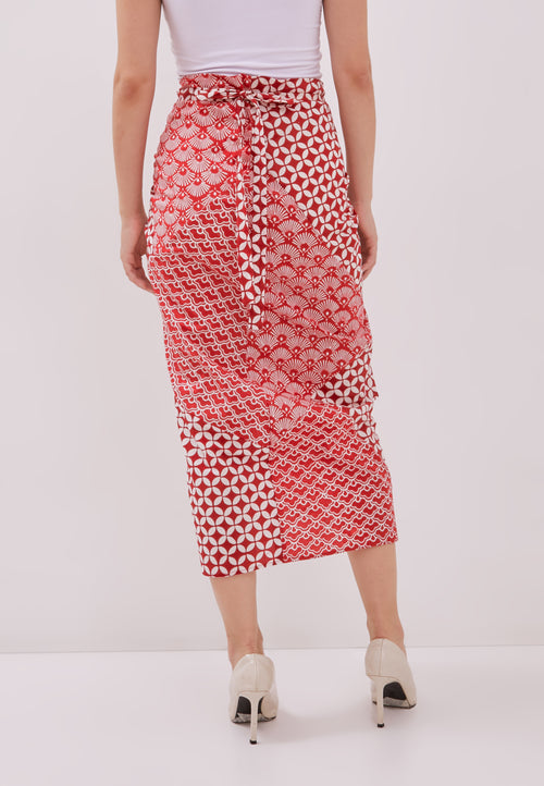 Kintsugi Red Batik Sarong Skirt