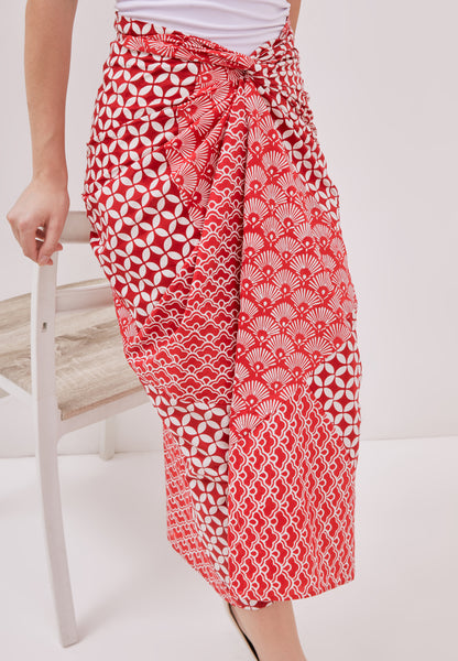 Kintsugi Red Batik Sarong Skirt