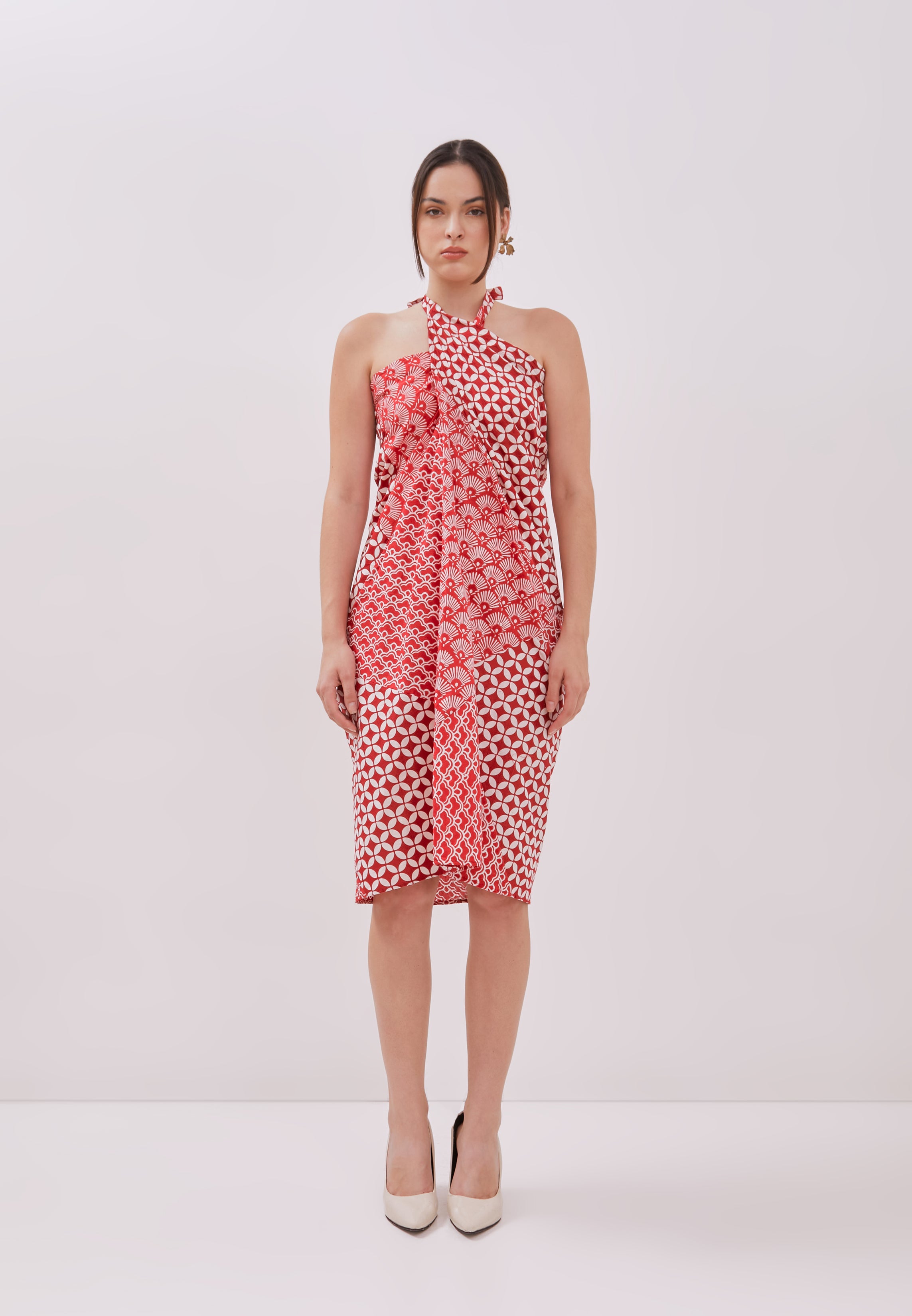 Kintsugi Red Batik Sarong Skirt