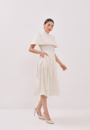 3D Tenun White Fit and Flare Dress