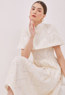 3D Tenun White Fit and Flare Dress