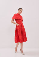 3D Tenun Red Fit and Flare Dress