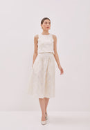 3D Tenun White Straight Skirt
