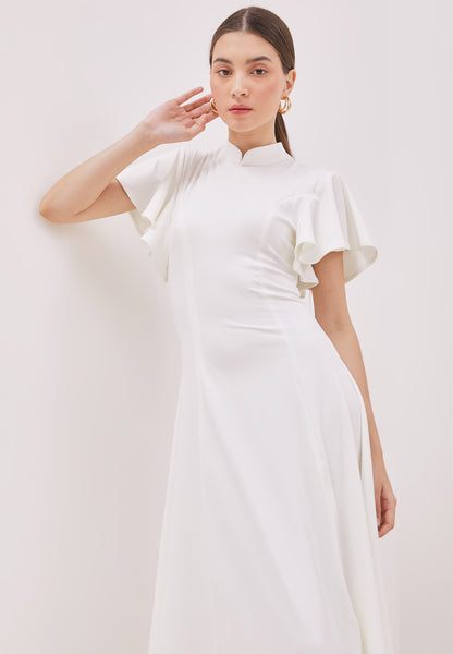 WHITE Maxi Cheongsam Dress