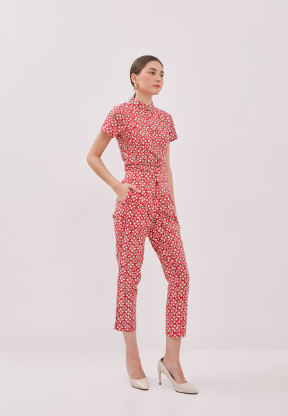 TWINKLING STARS Red Batik Pencil Pants