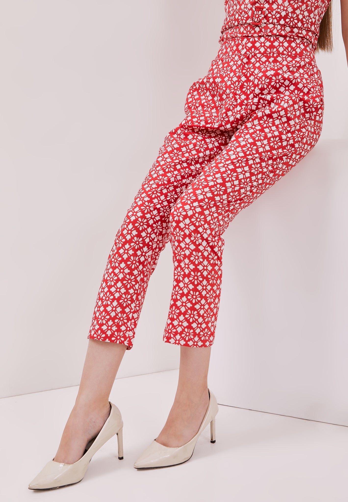 TWINKLING STARS Red Batik Pencil Pants