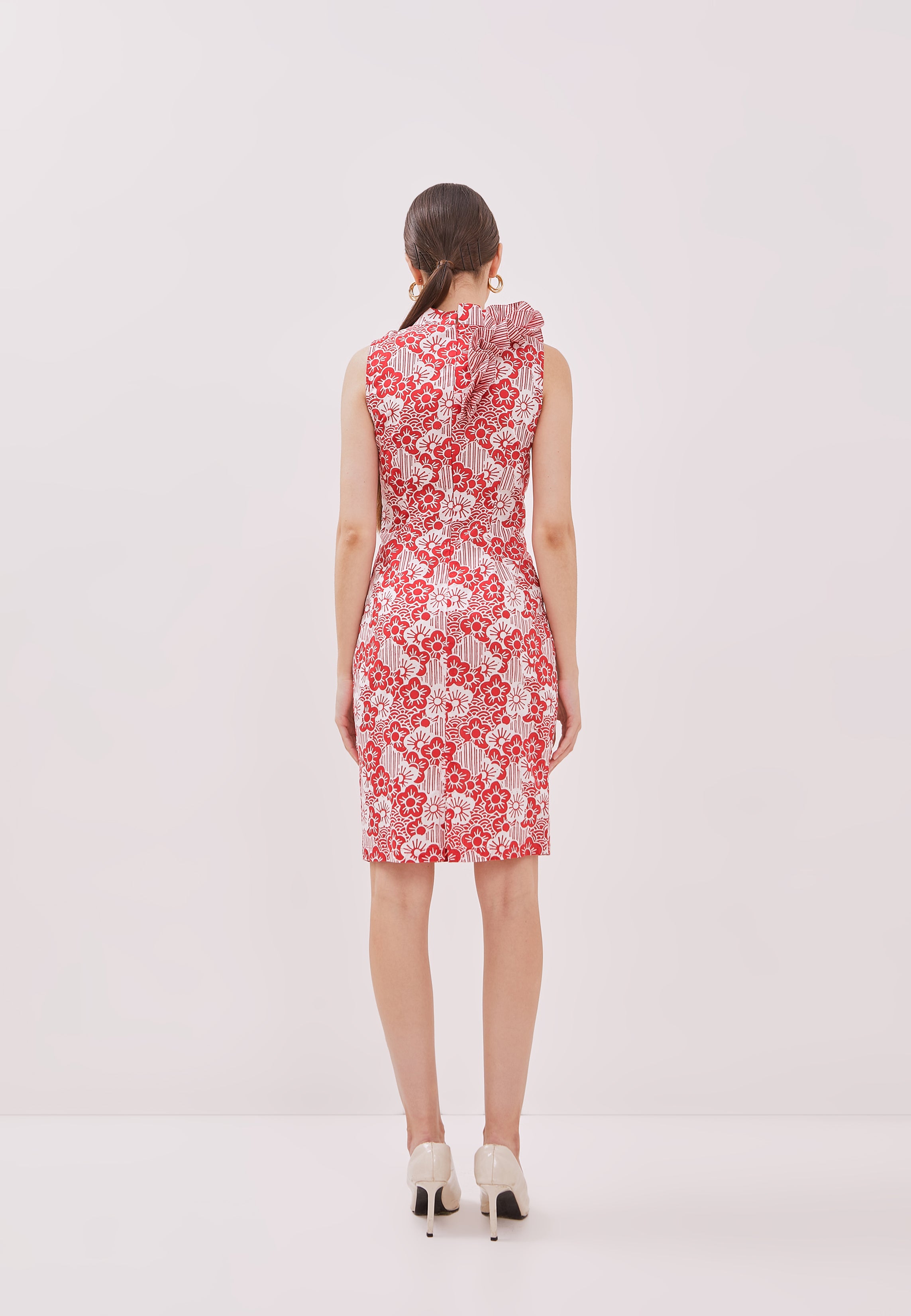 BANGKIT Ruffles Red Batik Cheongsam Dress