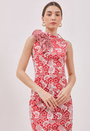 BANGKIT Ruffles Red Batik Cheongsam Dress