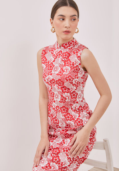 BANGKIT Red Batik Cheongsam Dress