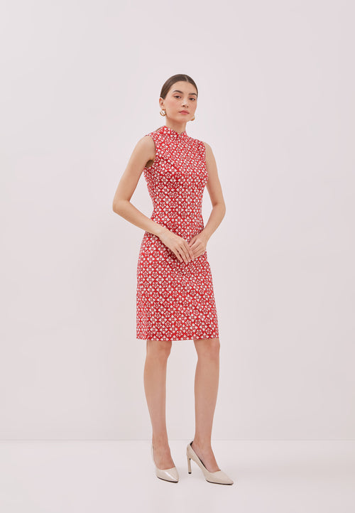 TWINKLING STARS Red Batik Cheongsam Dress