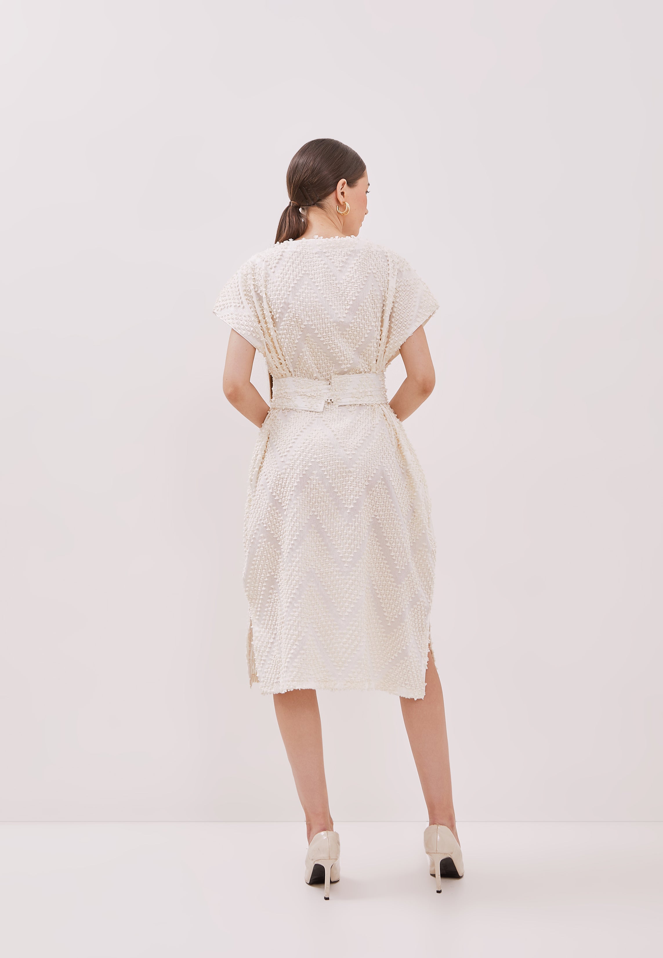 3D Tenun White Magic Dress