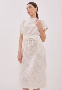 3D Tenun White Magic Dress