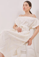 3D Tenun White Magic Dress