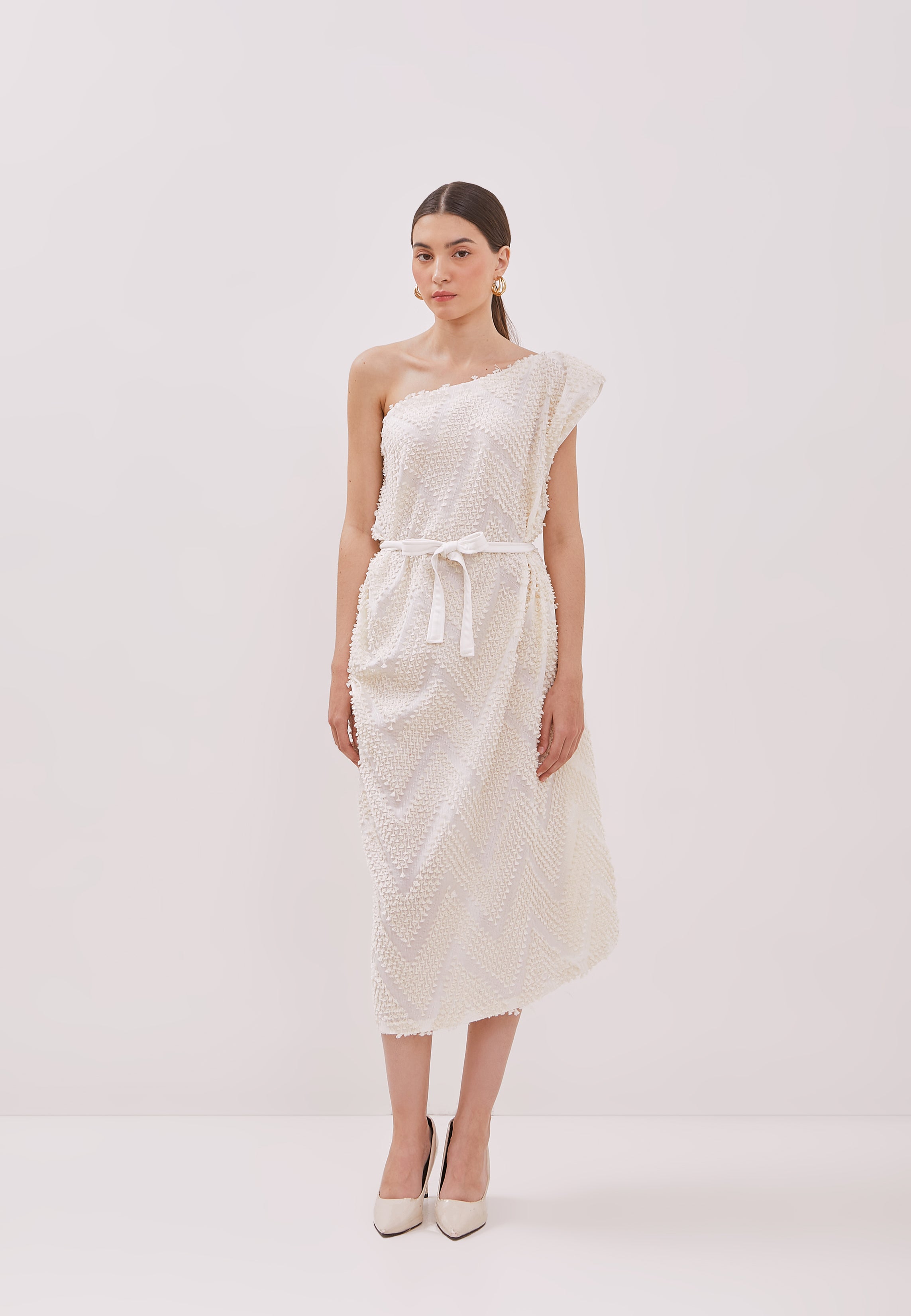 3D Tenun White Magic Dress