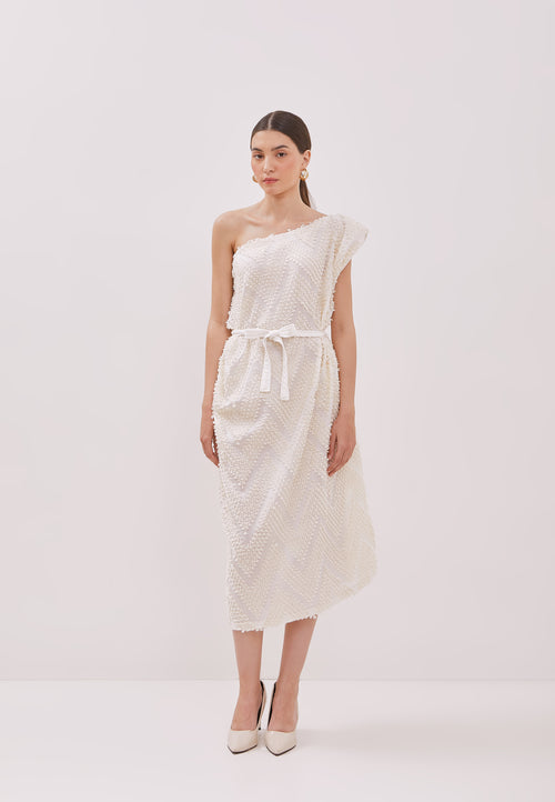 3D Tenun White Magic Dress
