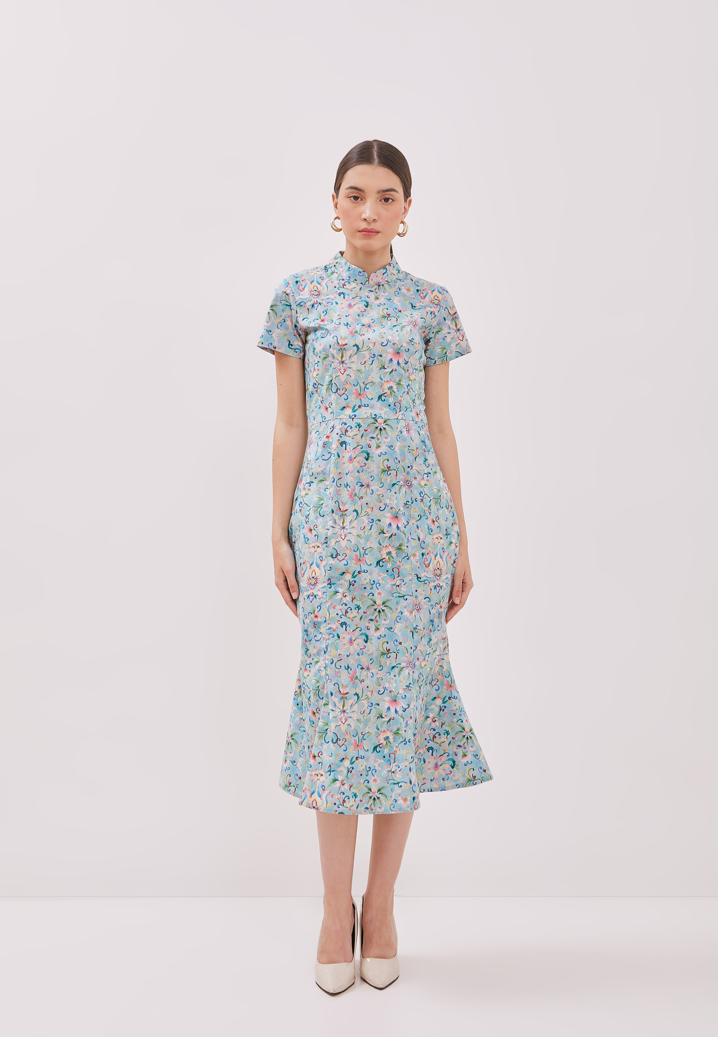 CHINESE FLORAL Mermaid Cheongsam Dress
