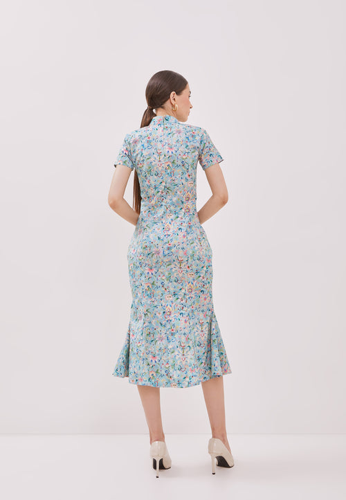 CHINESE FLORAL Mermaid Cheongsam Dress
