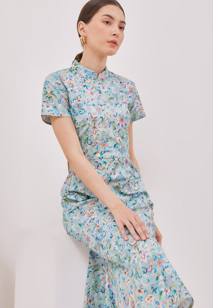 CHINESE FLORAL Mermaid Cheongsam Dress