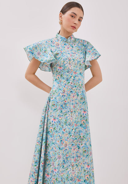 CHINESE FLORAL Maxi Cheongsam Dress