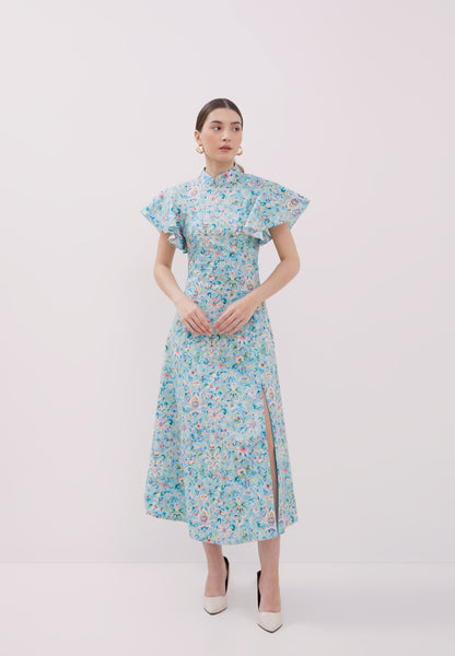 CHINESE FLORAL Maxi Cheongsam Dress