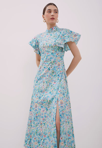 CHINESE FLORAL Maxi Cheongsam Dress