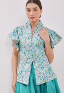 CHINESE FLORAL Kebaya Flutter Sleeve Top