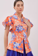 BIRDS & BUTTERFLY Kebaya Flutter Sleeve Top