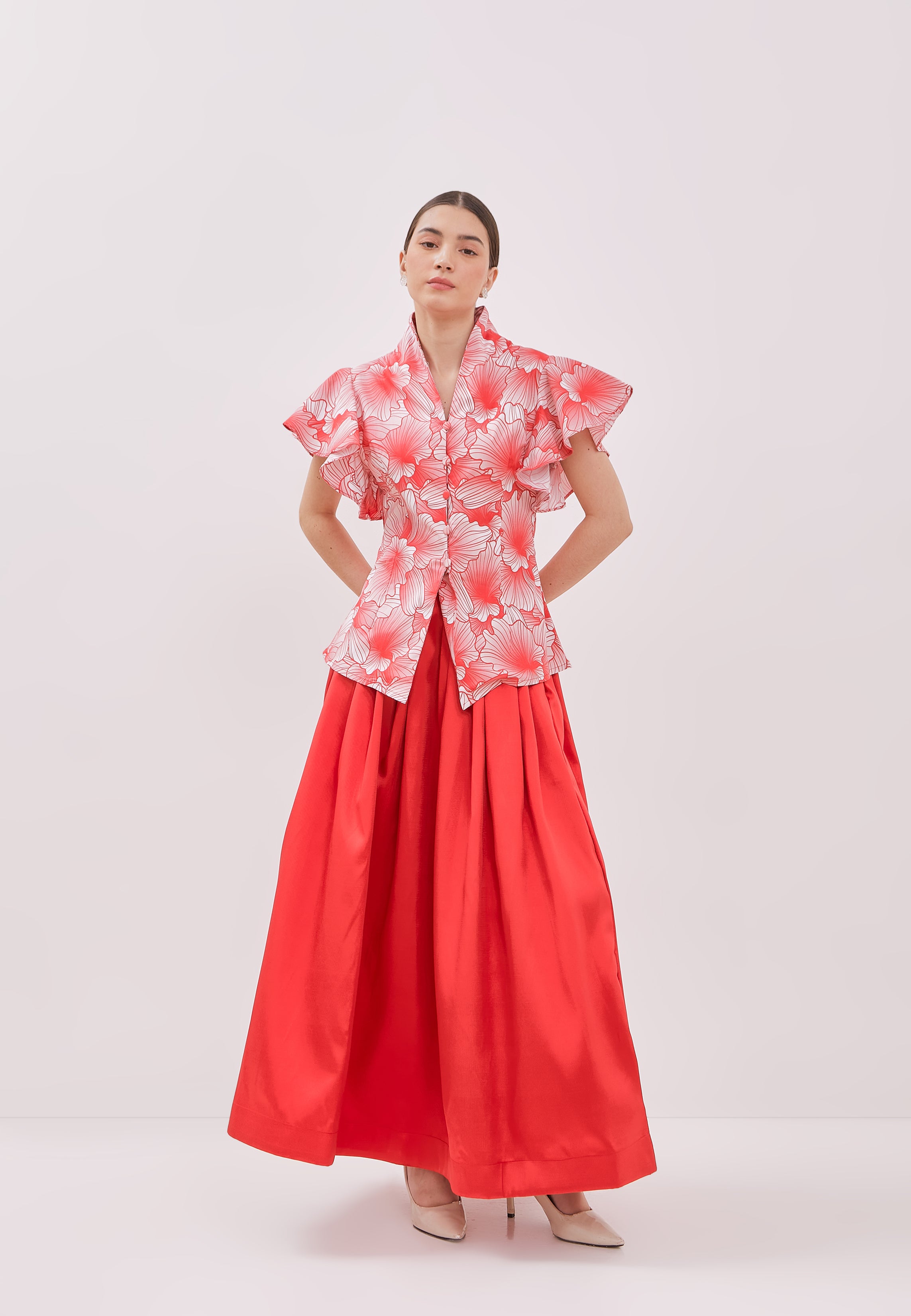 ORCHID Kebaya Flutter Sleeve Top